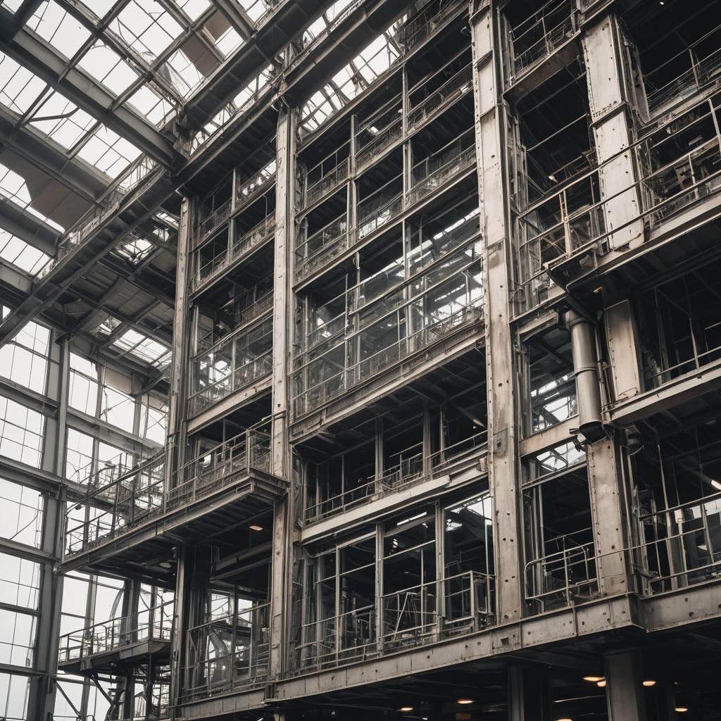 Dystopian Industrial Theater Concept Art in 8K