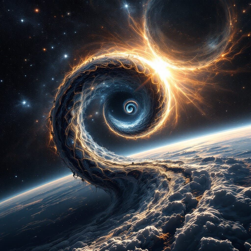 Surreal Fractal Planet in a Star-Set Cosmos