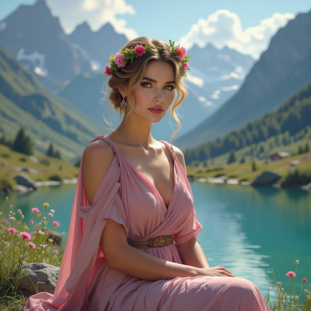 Echo: Greek Mountain Nymph in Art Nouveau Style