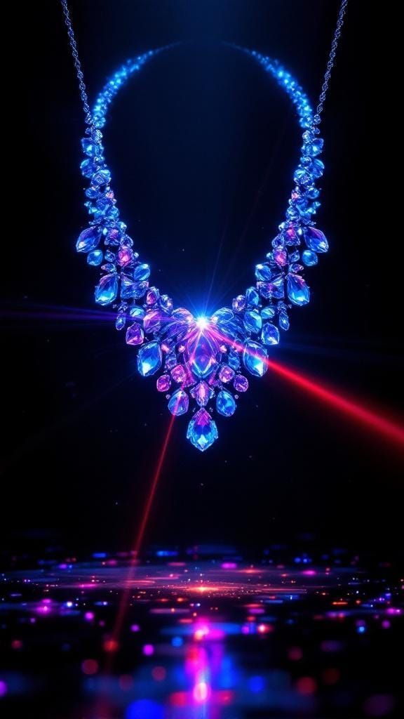 Refracting Laser Necklace in Optical Art Style