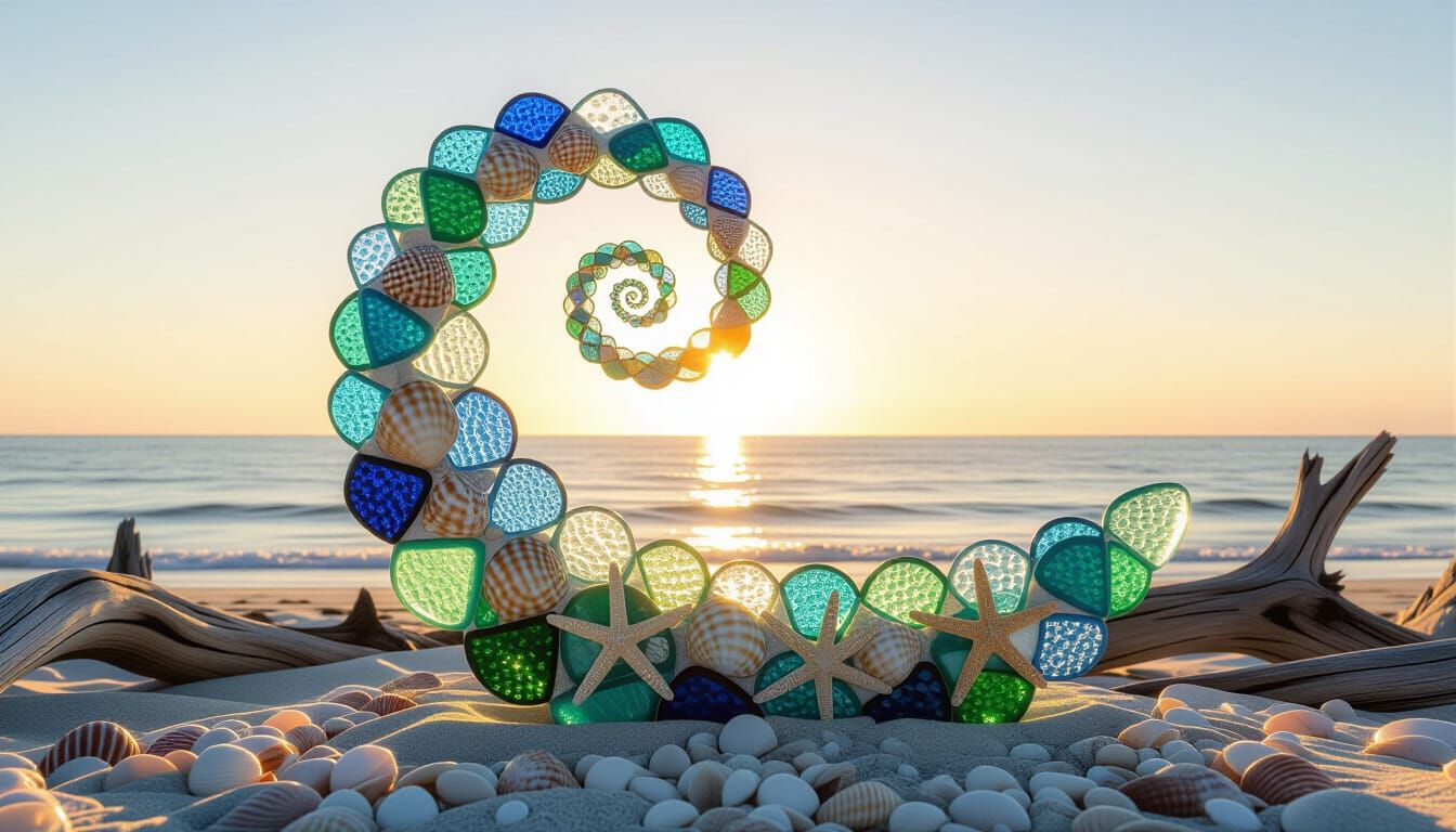Sea Glass Sculpture Twists Like DNA in Golden Light