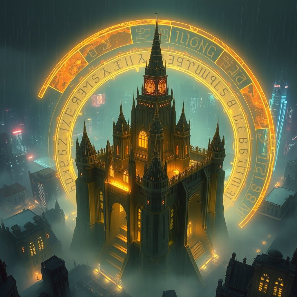 Cyberpunk Castle Radiates Mystical Energy