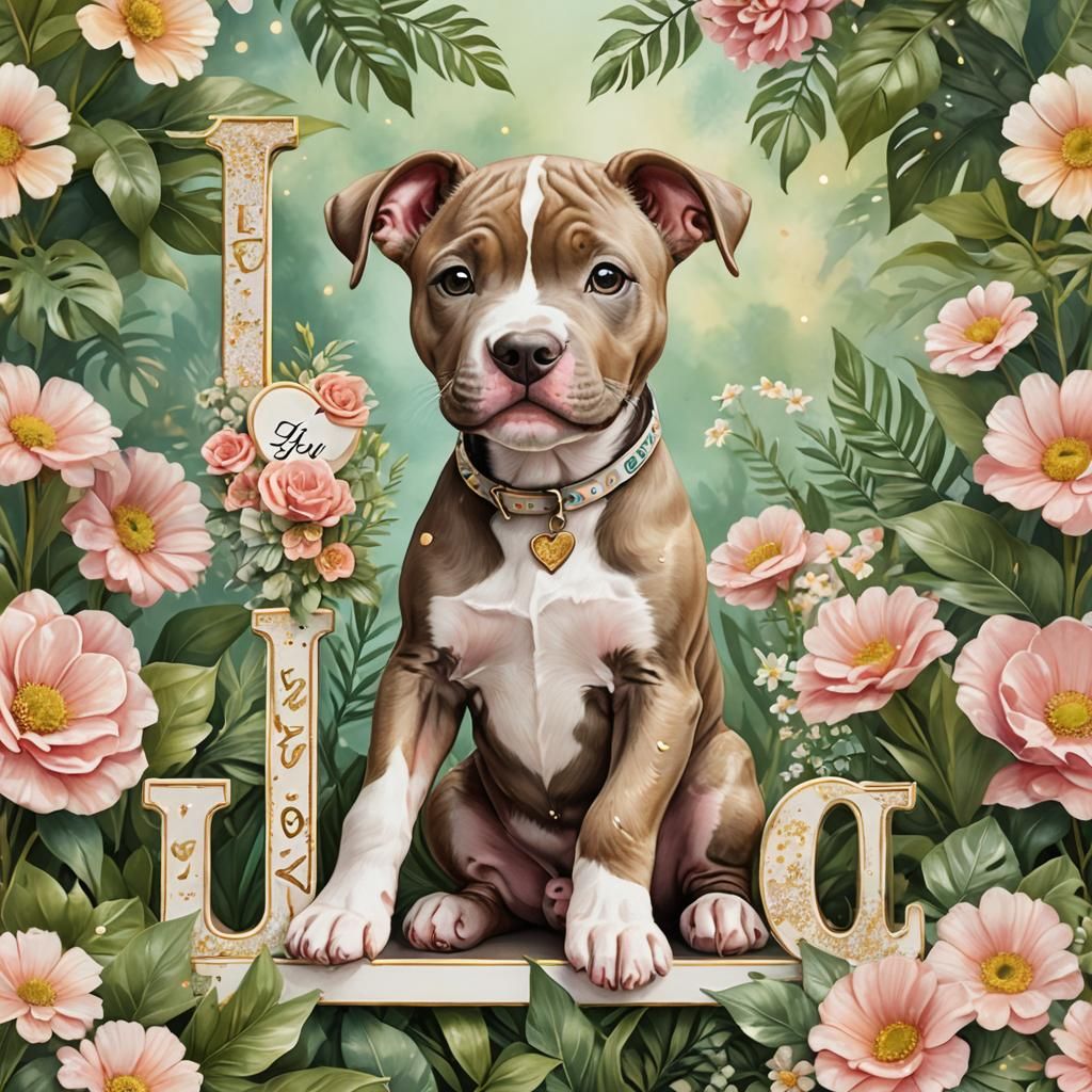 Cute Puppy Holds I LOVE YOU Sign in 3D