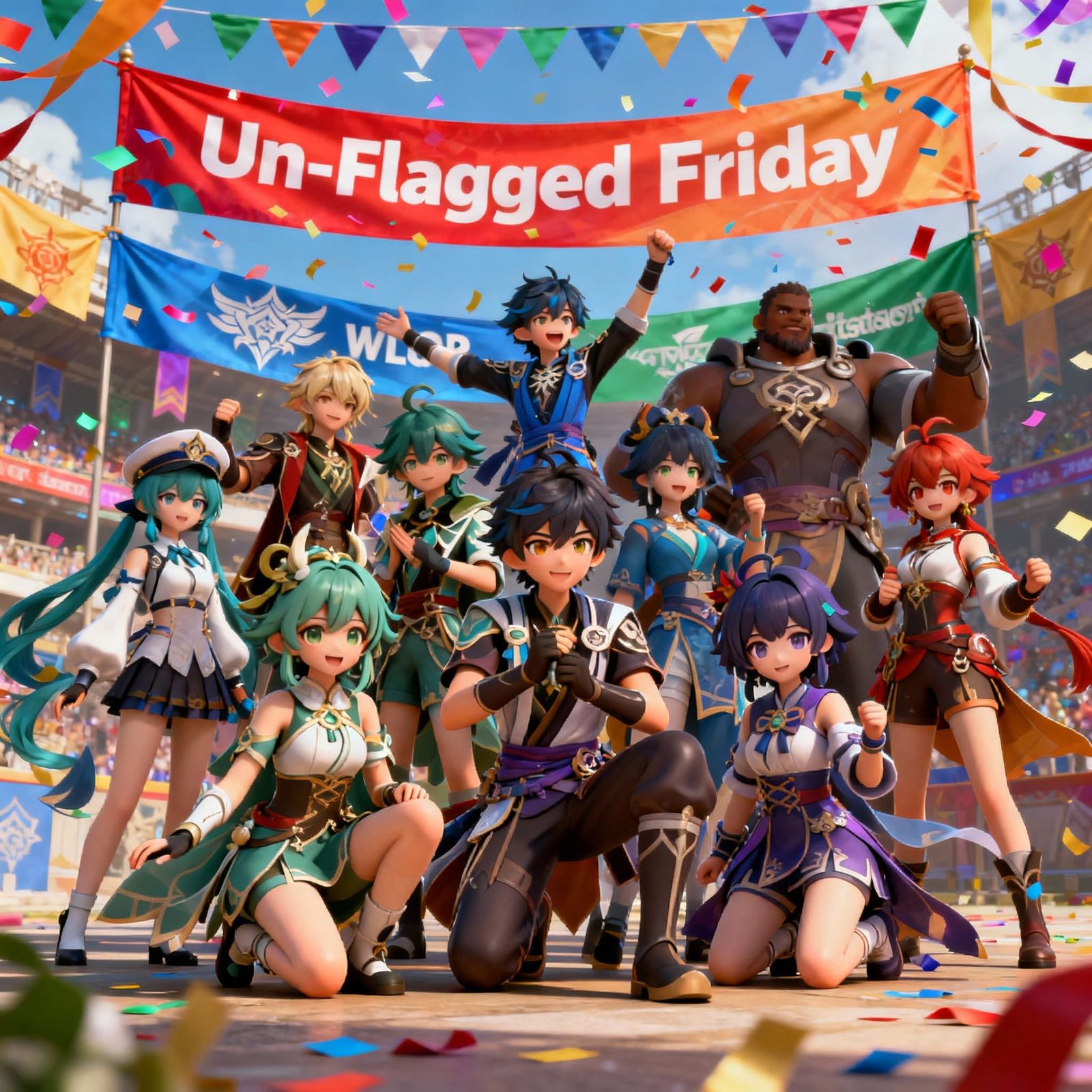 Diverse Characters Celebrate Un-Flagged Friday in 3D Anime S...