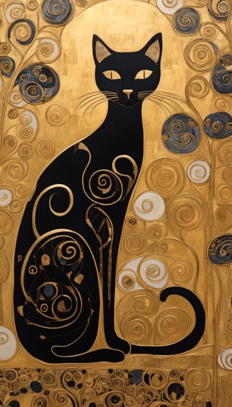 <lora:Klimt Craft:1.0> Gustav Klimt-inspired gold leaf art. ...