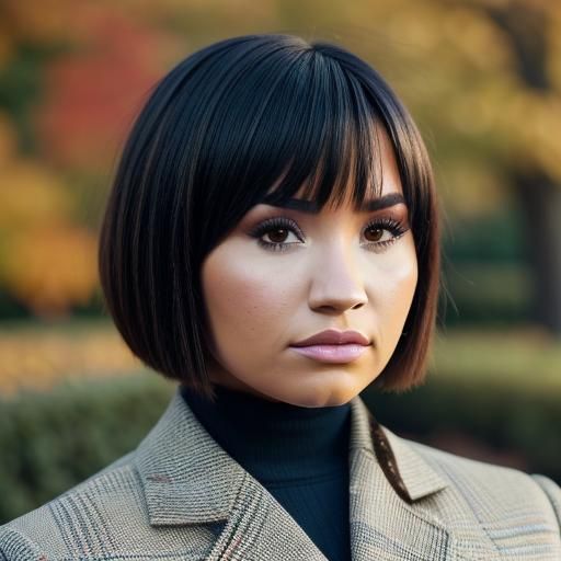Demi Lovato Portrait with Autumn Background