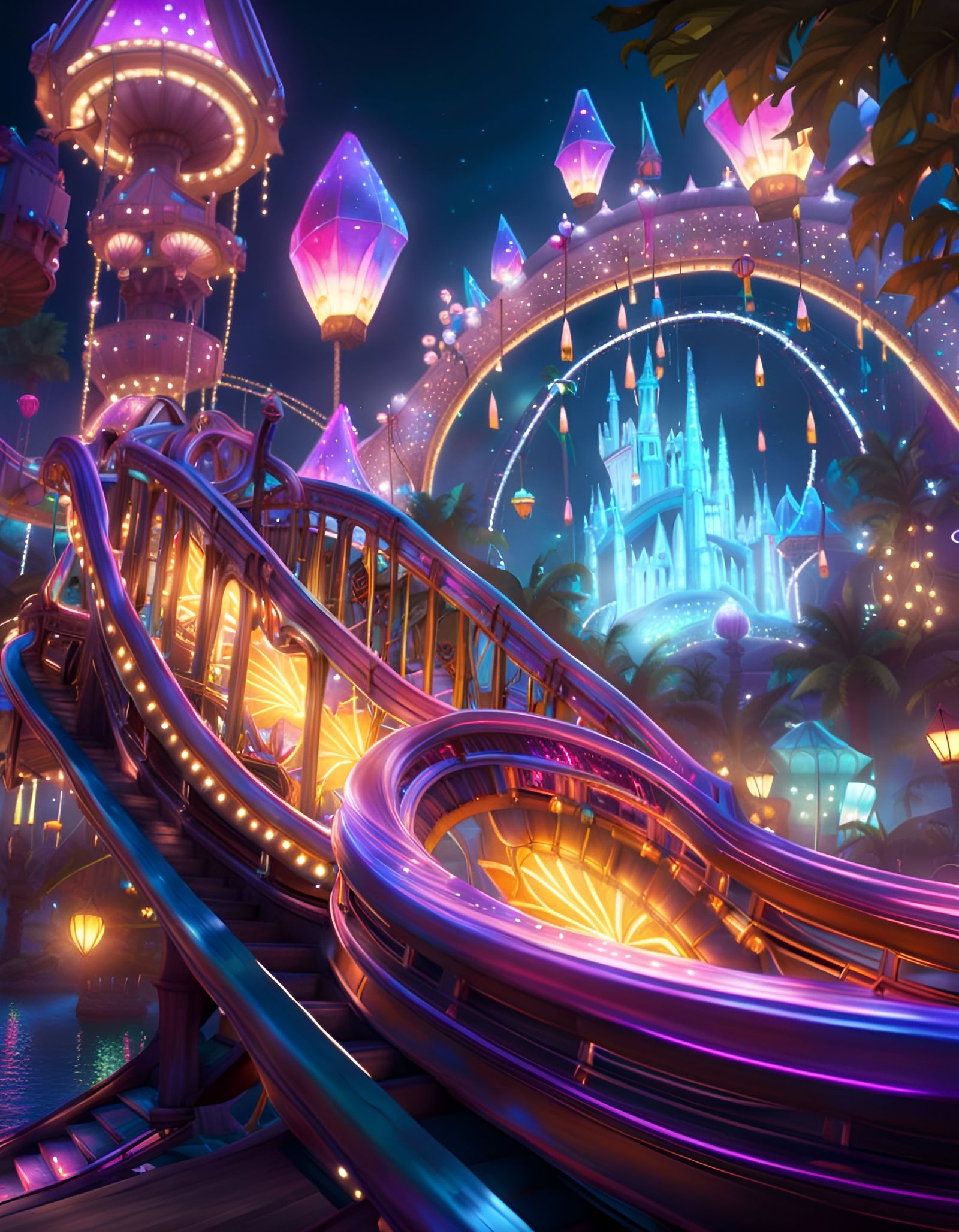 Crystal Roller Coaster in Fairy Theme Park