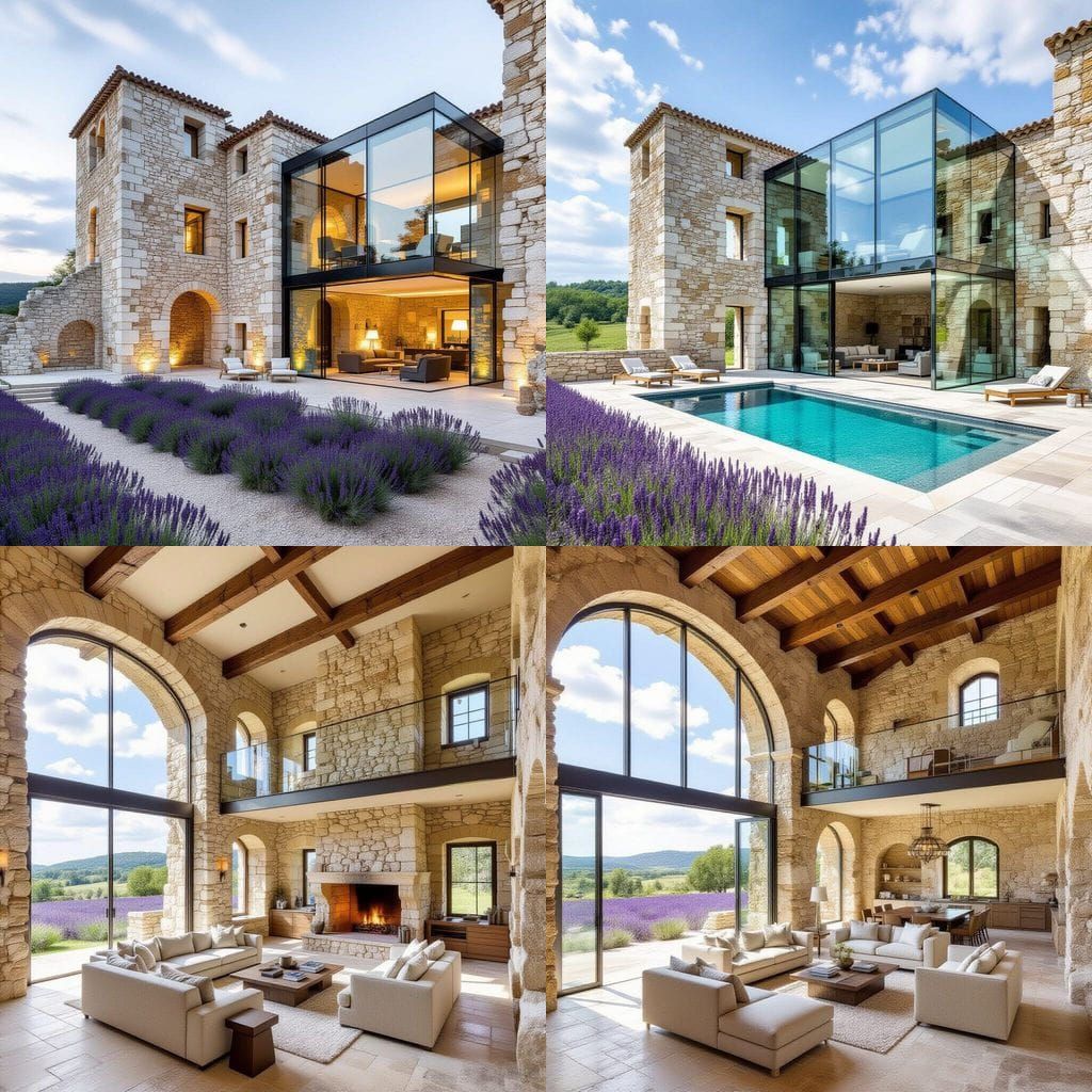 Château Ruins Reimagined with Modern Glass Architecture