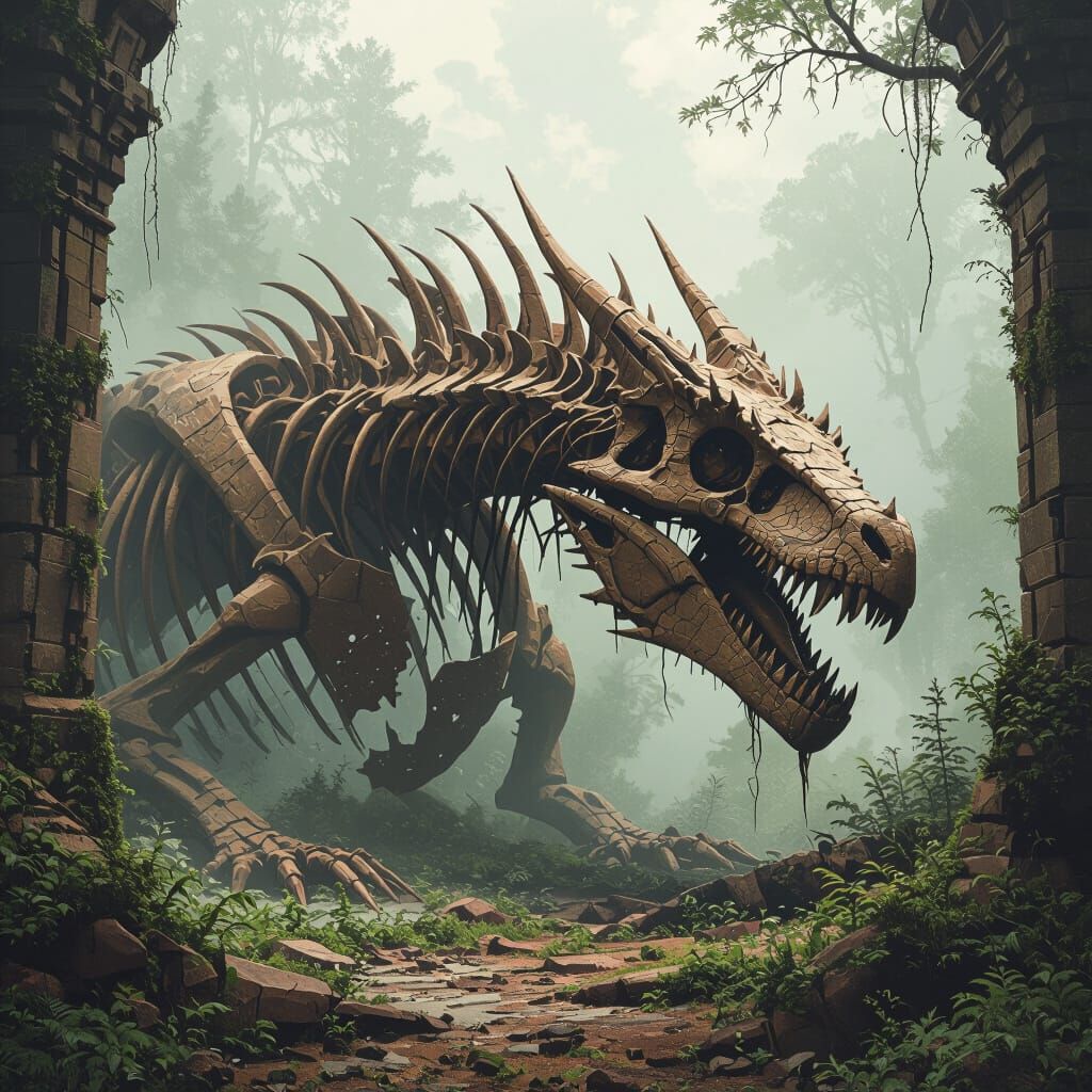 Ancient Dragon Fossils Consumed by Nature