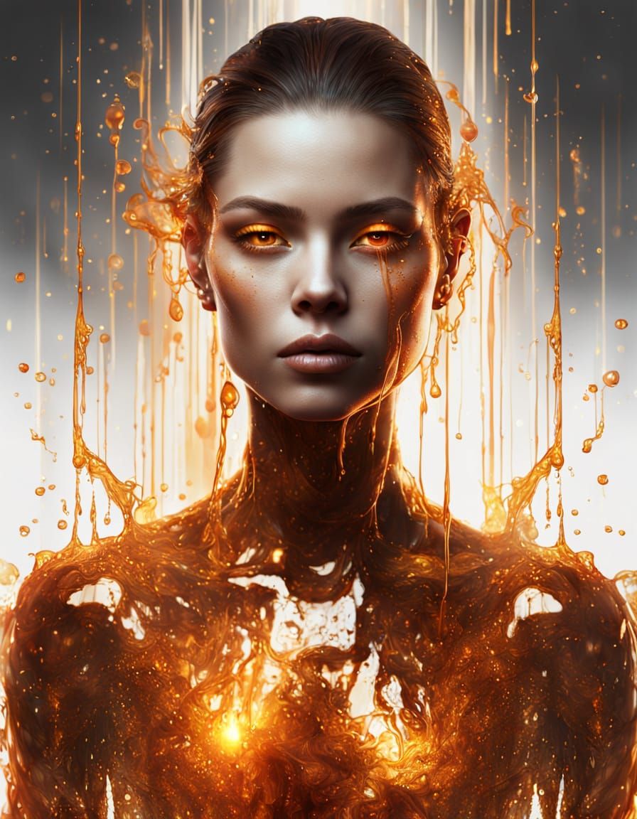 Woman Made of Glowing Liquid Amber