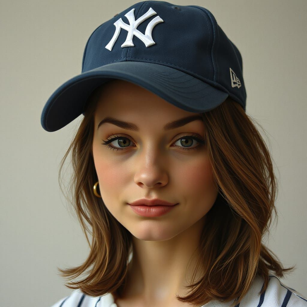 Woman in Yankees Hat: Illustrative Portrait