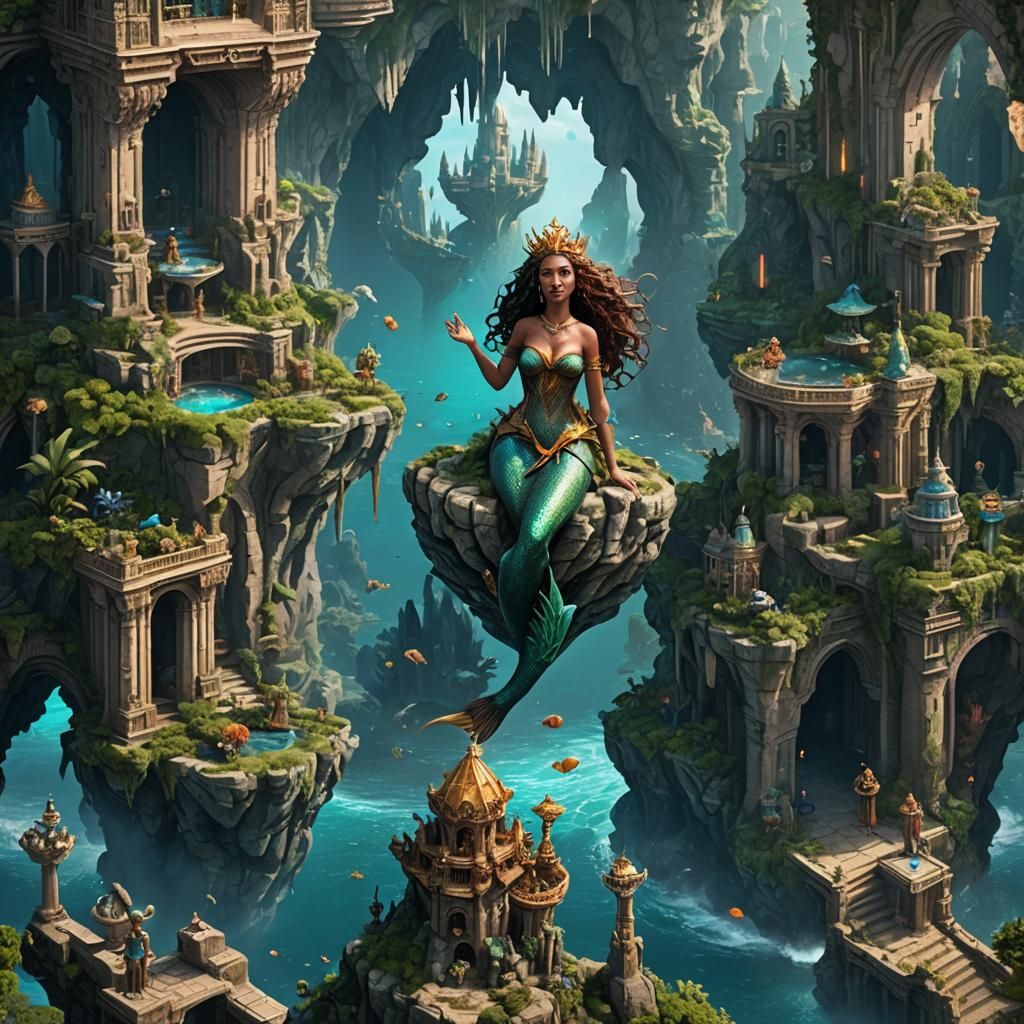 Atlantis: A Mermaid Metropolis in Detailed Matte Painting