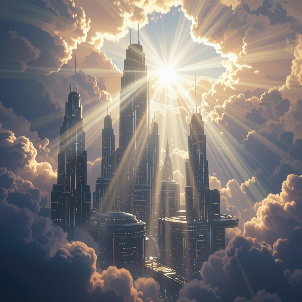 Dystopian Architecture in Ethereal Sunshine