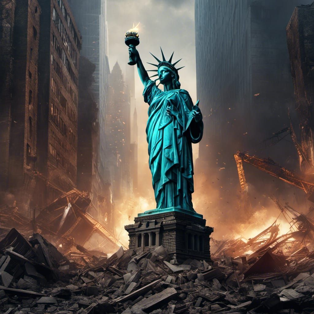 Statue of Liberty in Ruins: Dark Fantasy Art