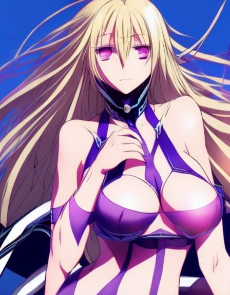 Anime Woman on Motorbike in Manga Style