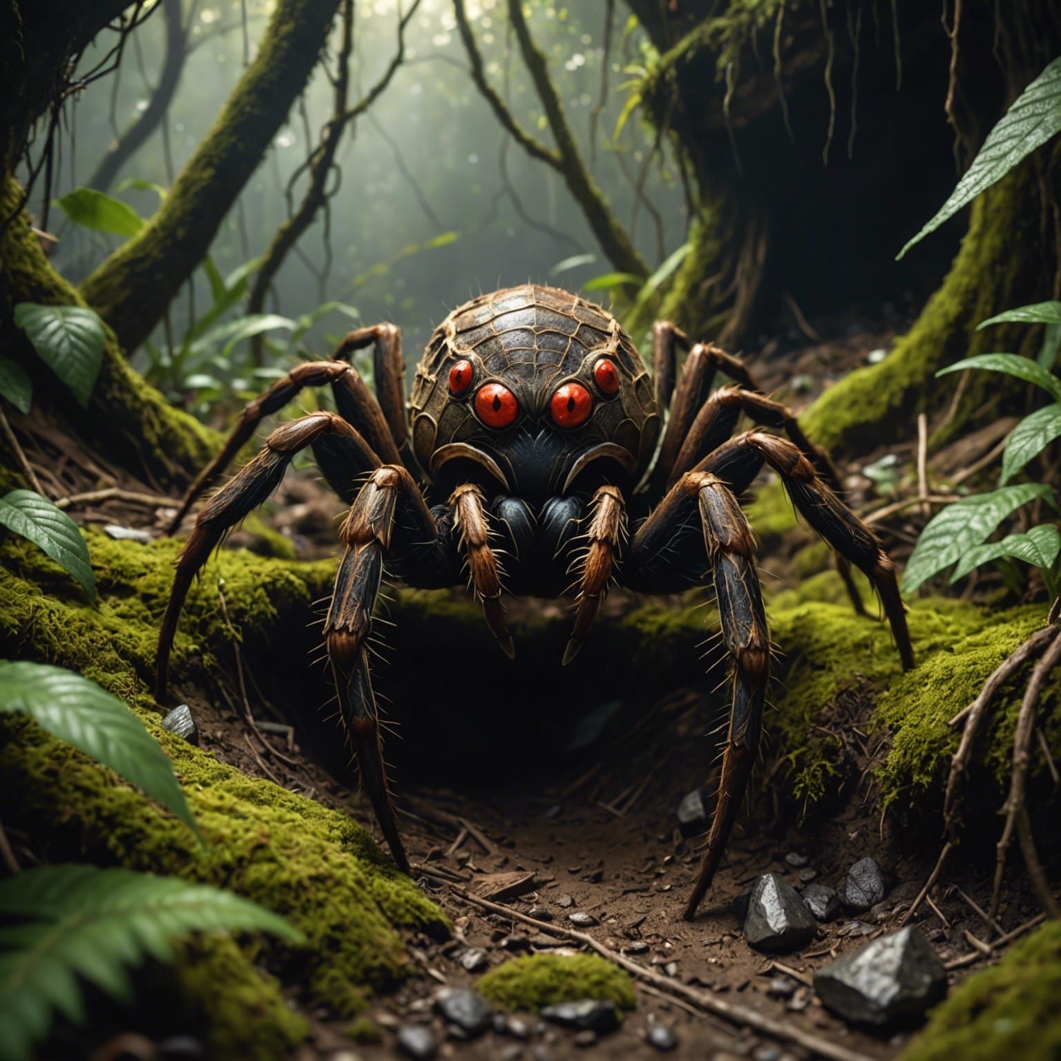 Scary Spider on the jungle floor