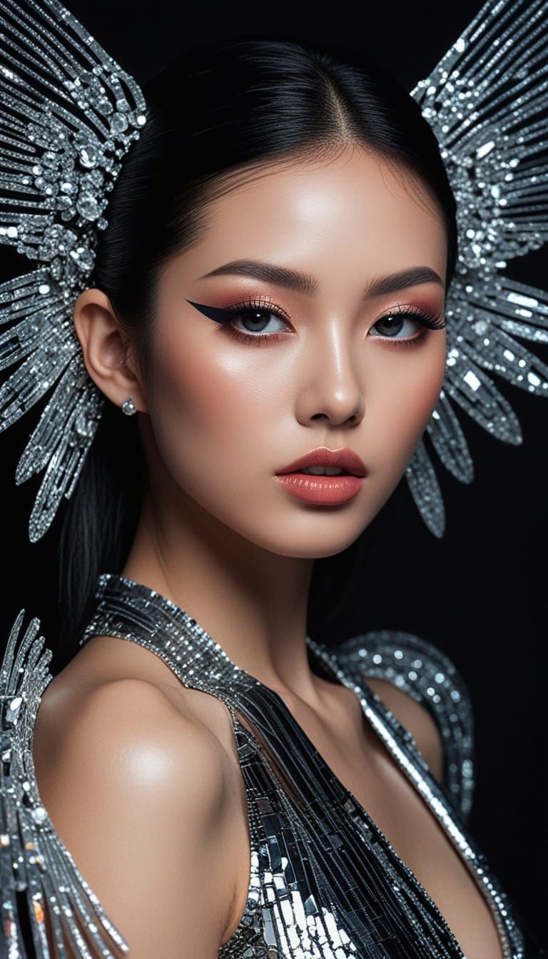 Futuristic High Fashion Portrait of a Japanese Woman