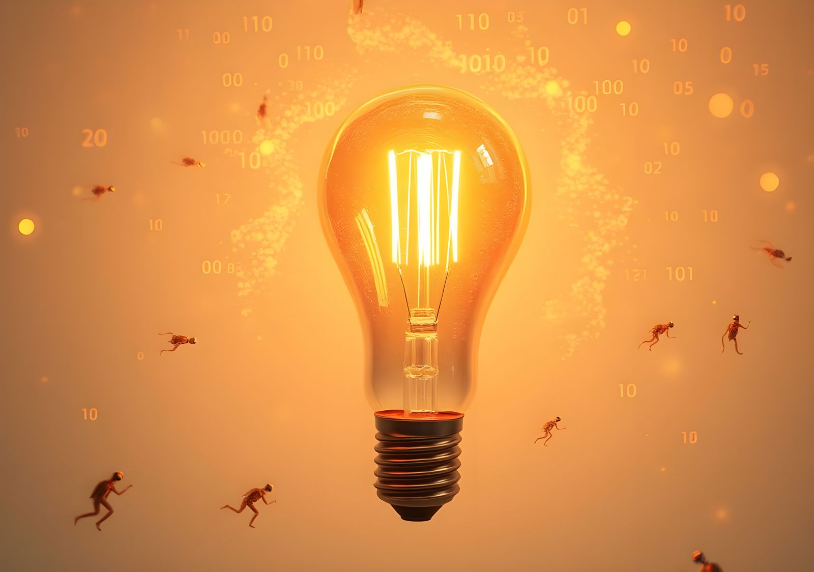 Idea Concept: Light Bulb with Technology Icons