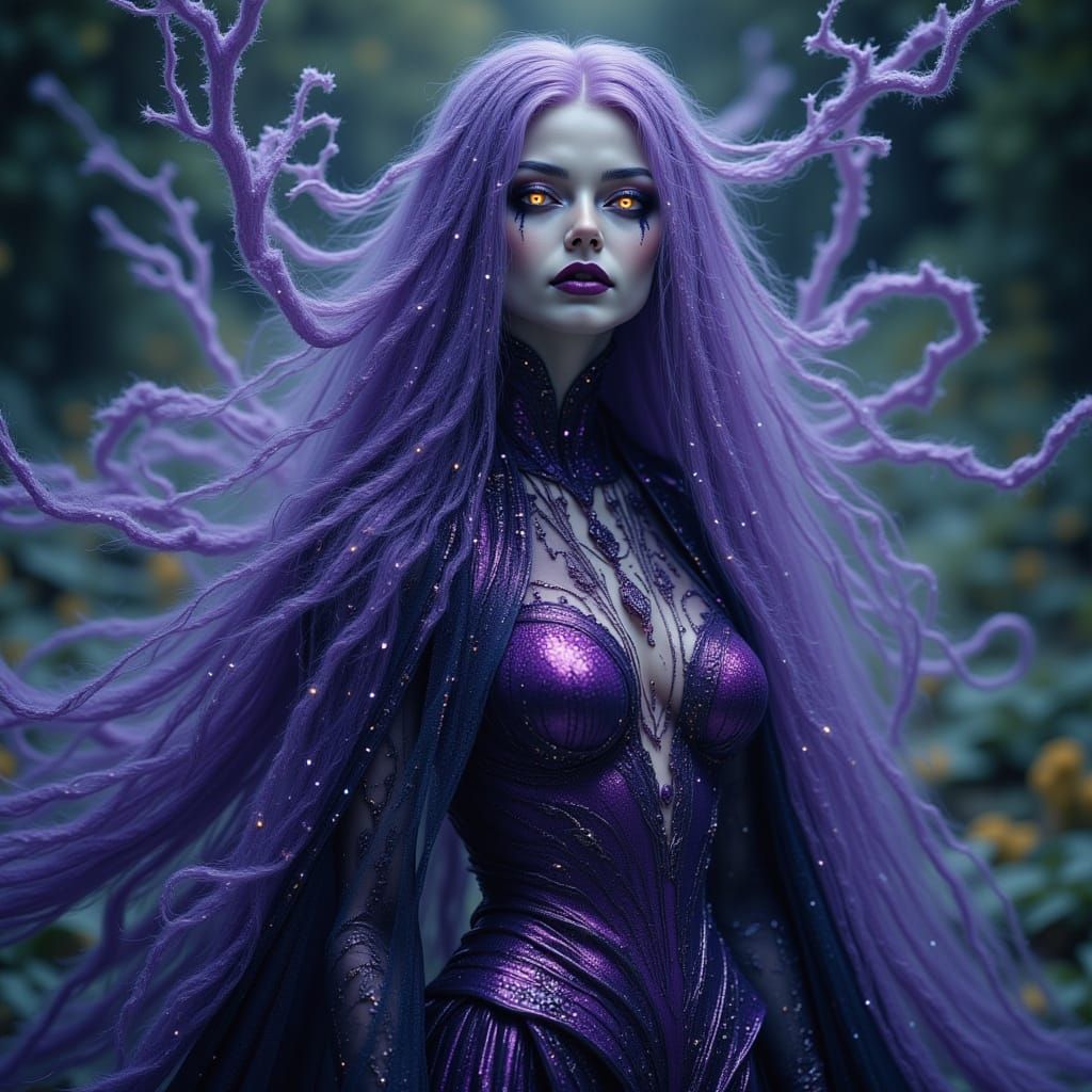 Ethereal Fae Witch in Cosmic Meteorshower