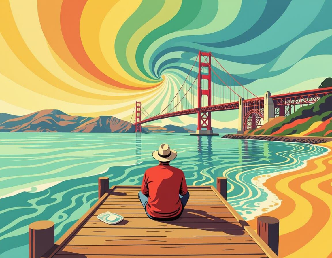 Abstract Fractal Dock Scene in San Francisco 1967