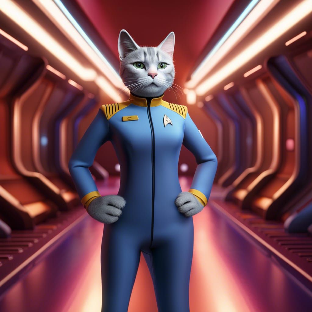 Cat Star Trek Medical Officer on Star Trek Bridge