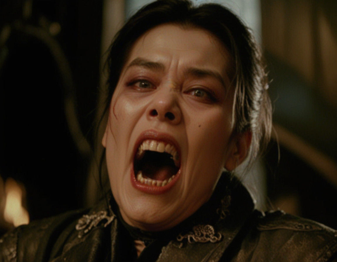 Korean Vampire Woman in Dramatic Oil Painting