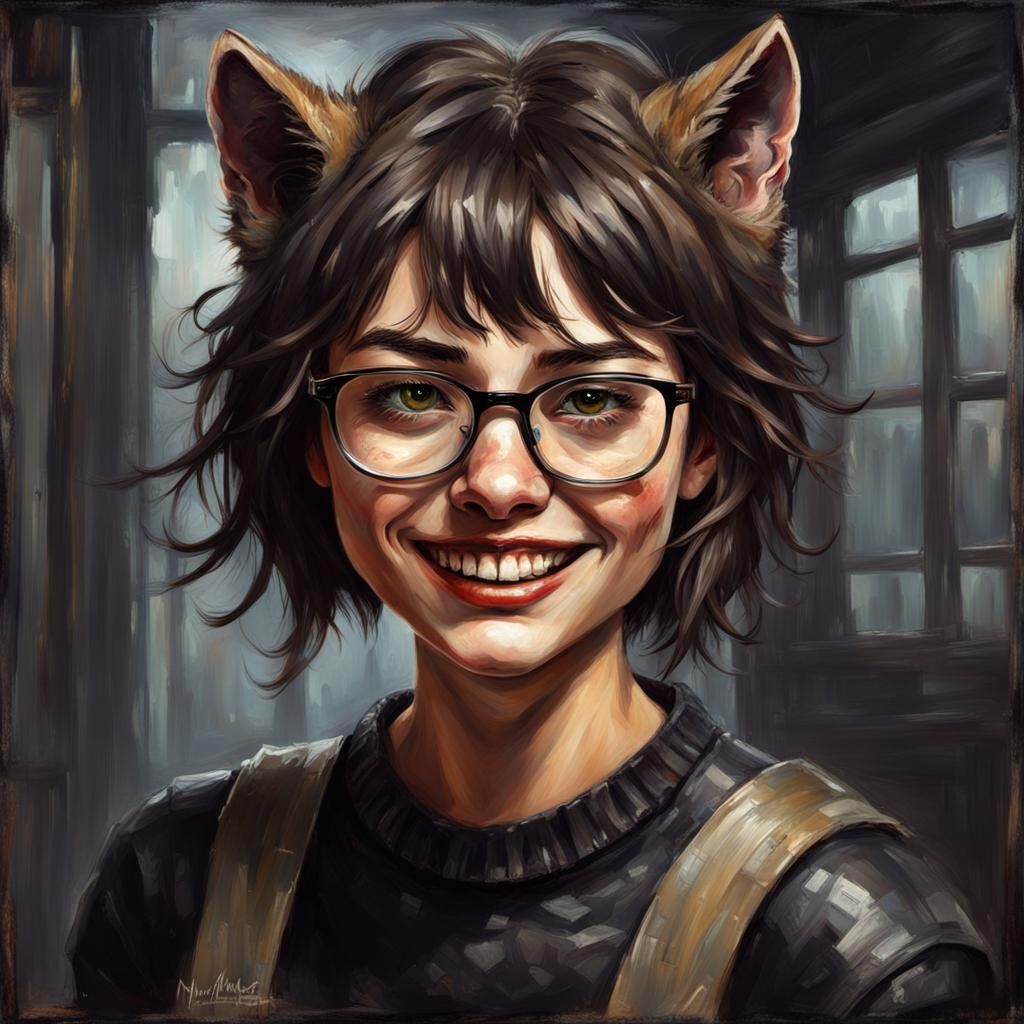 Impressionist Painting of a Smiling Teenage Girl