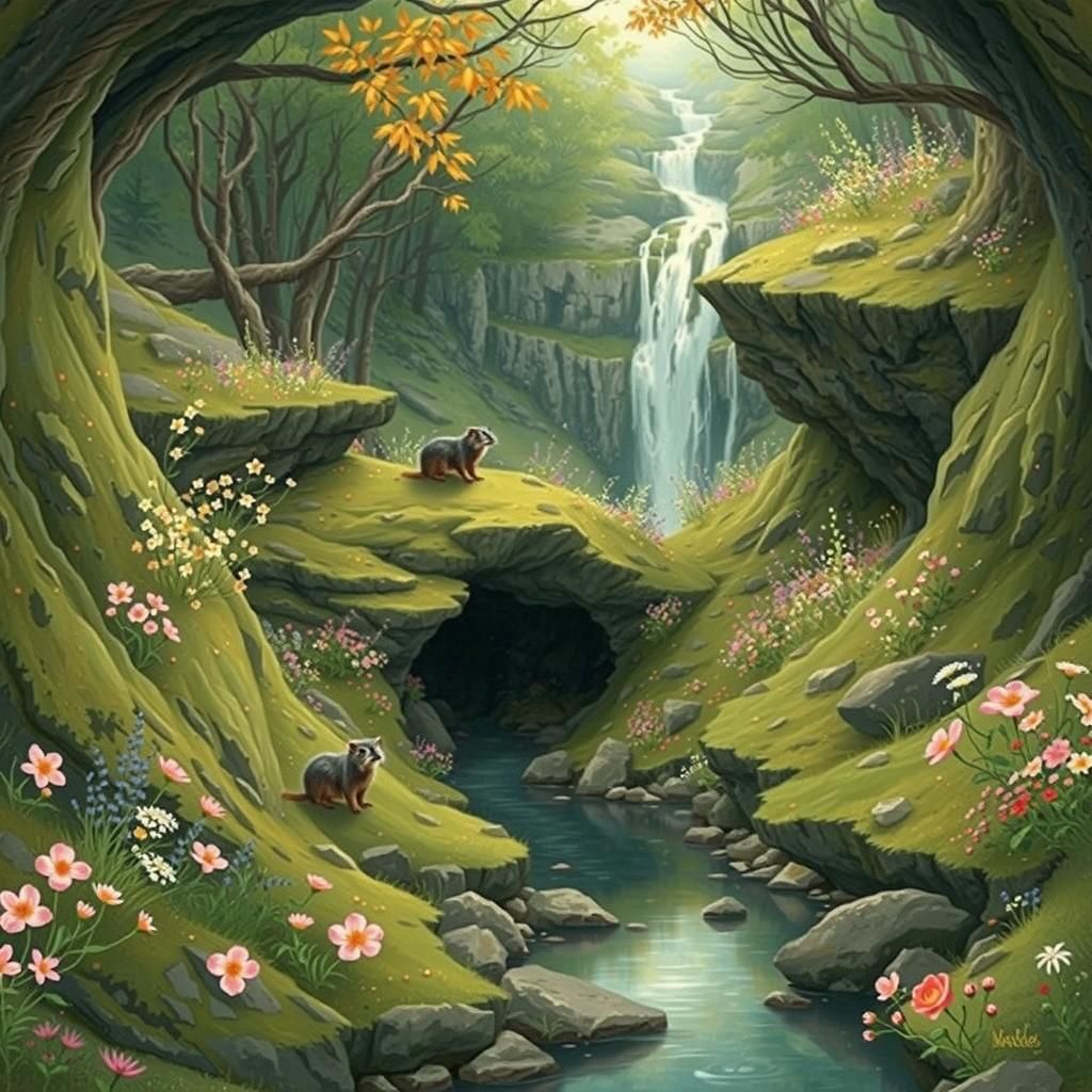 Marmots' Grotto: A Whimsical Illustration