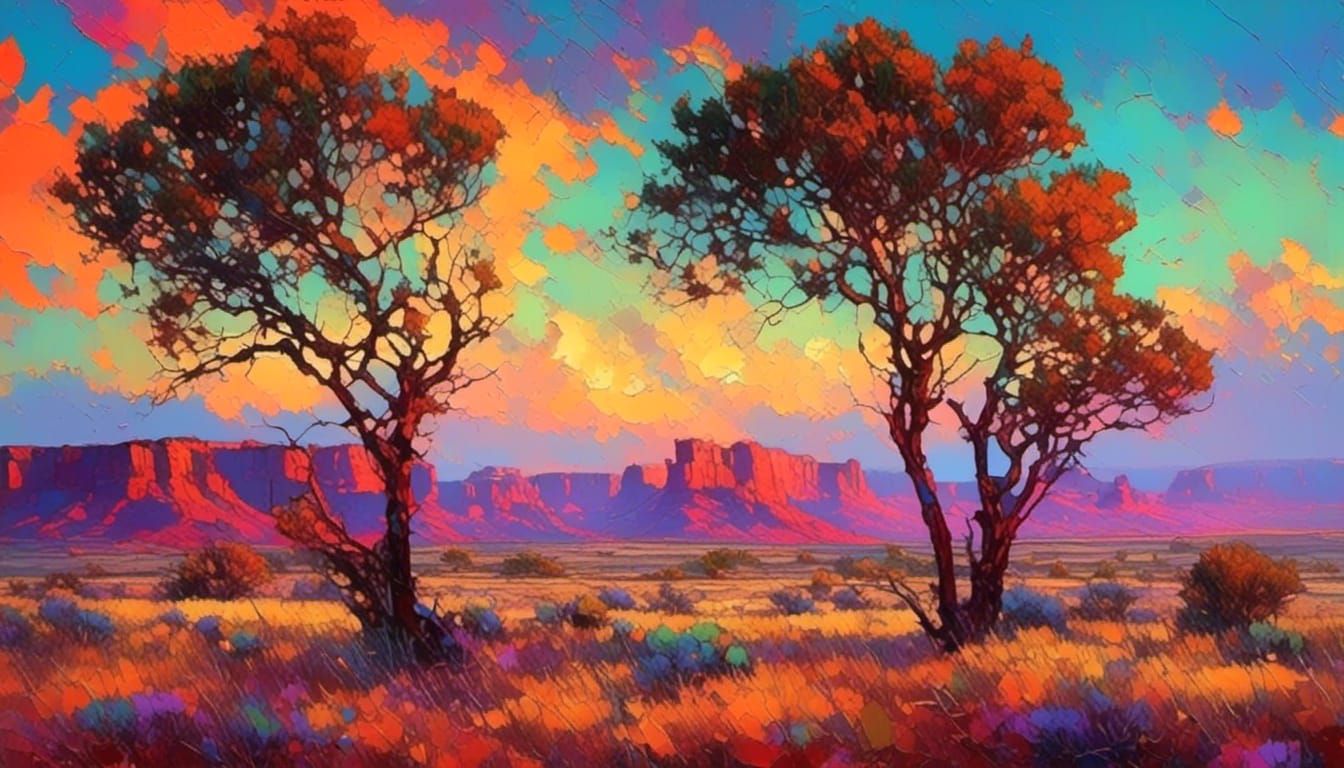 West Texas Desert Impasto Landscape