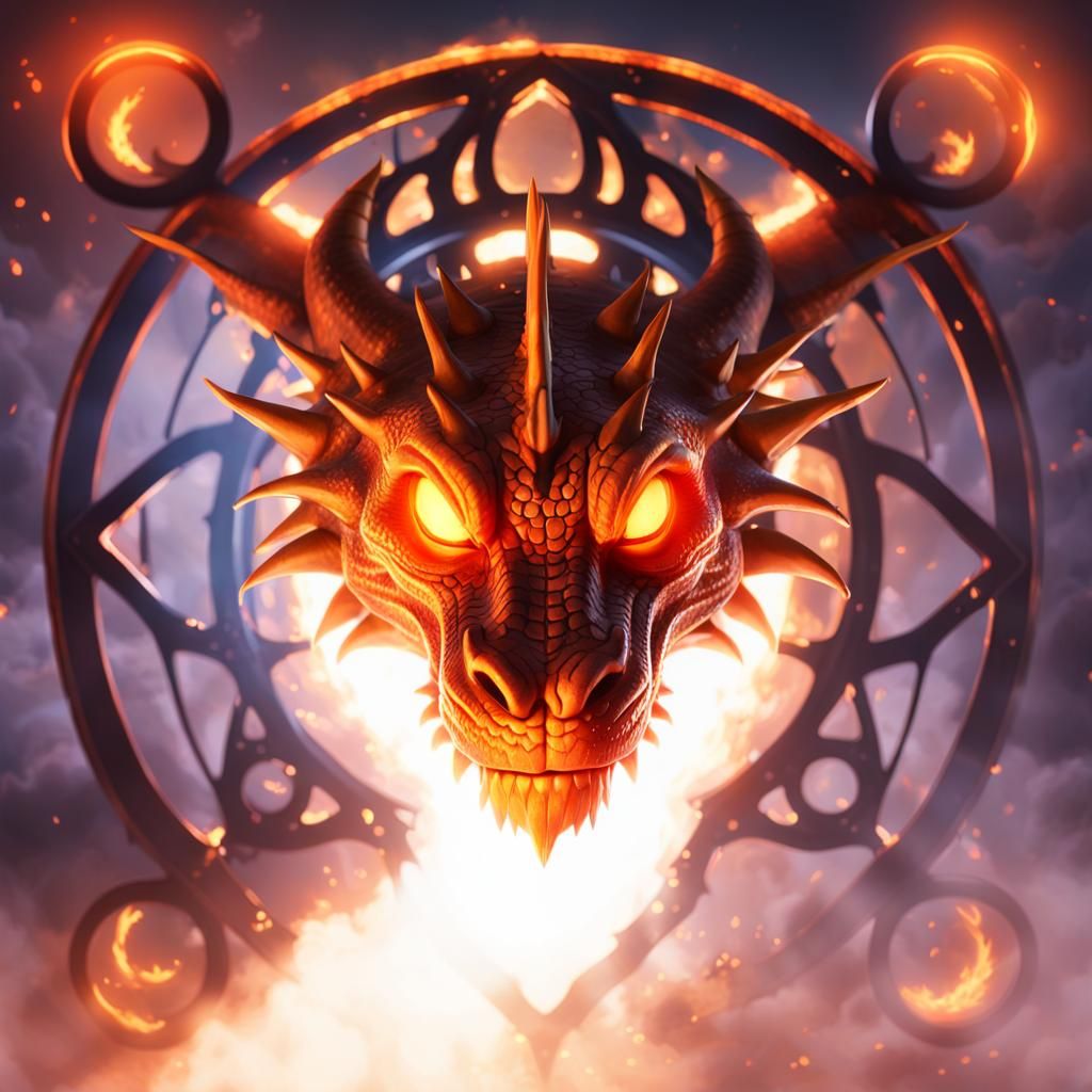 Orange Dragon Head in Pixar 3D Rendering