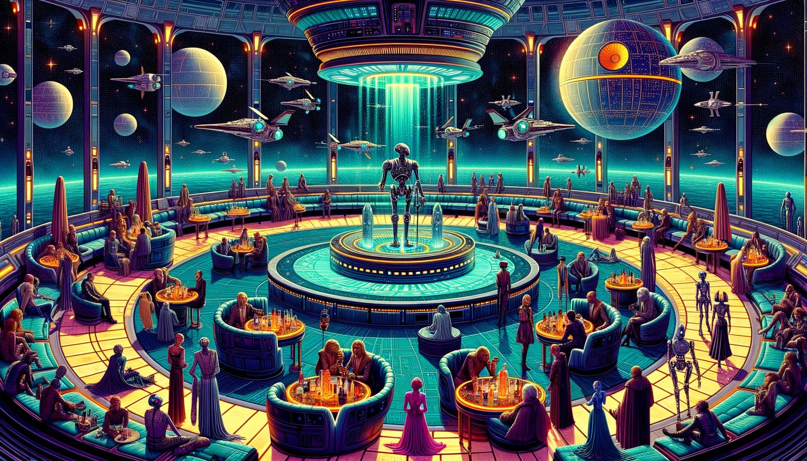 Celestial Lounge: Droids Dance in Spaceport Bar
