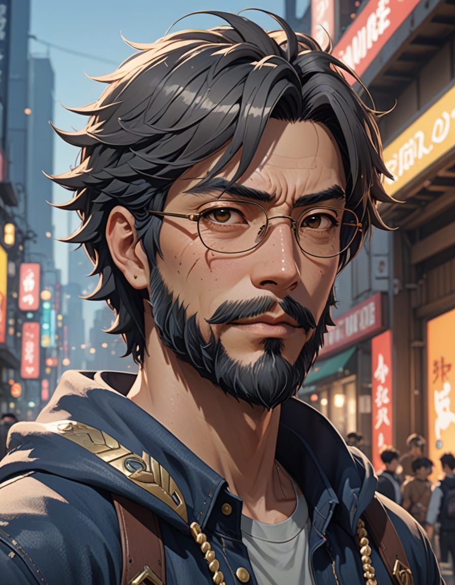 Anime Style 3D Portrait with Expressive Eyes