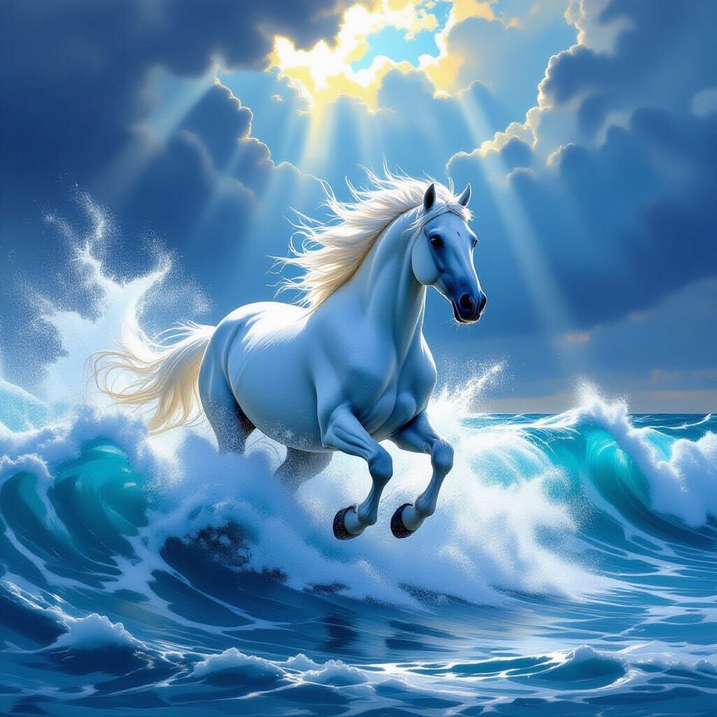 Majestic Horse Emerging From Epic Sea Wave