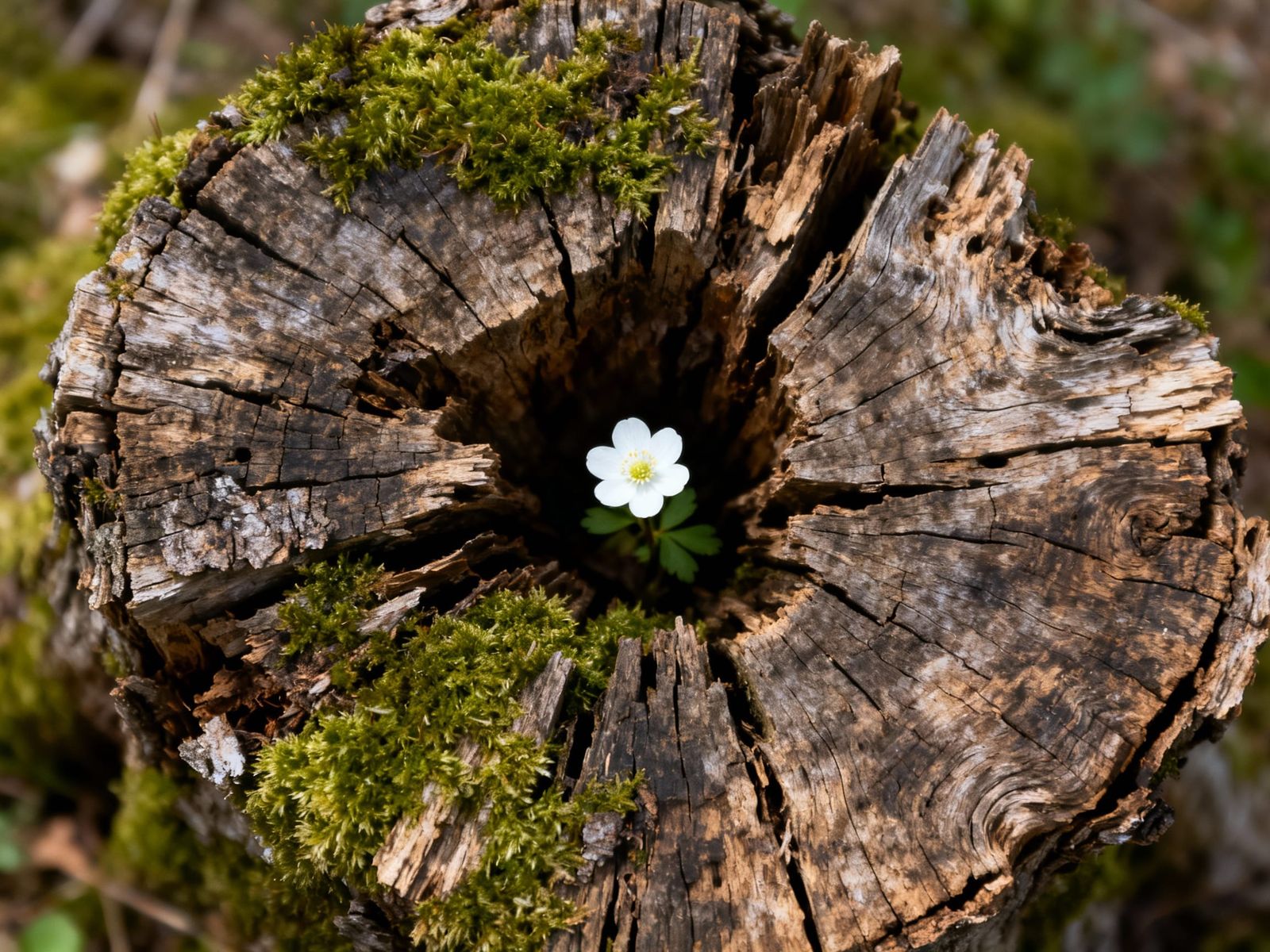 New Life Blooms on Ancient Dead Tree