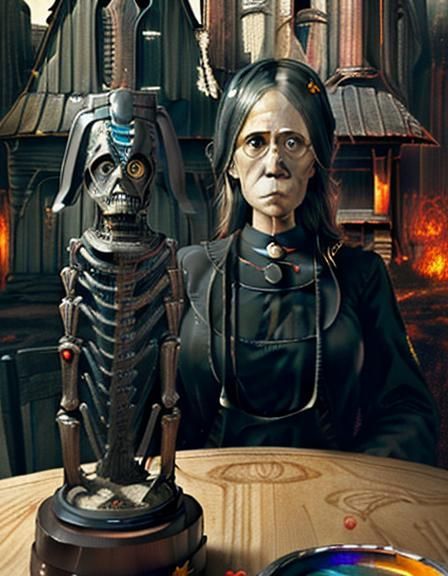 American Gothic in HR Giger Biomechanical Style