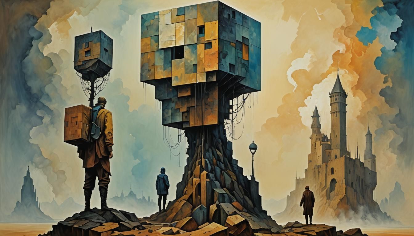 Epic Cubist Minimalist Acrylic Art of Tamacun