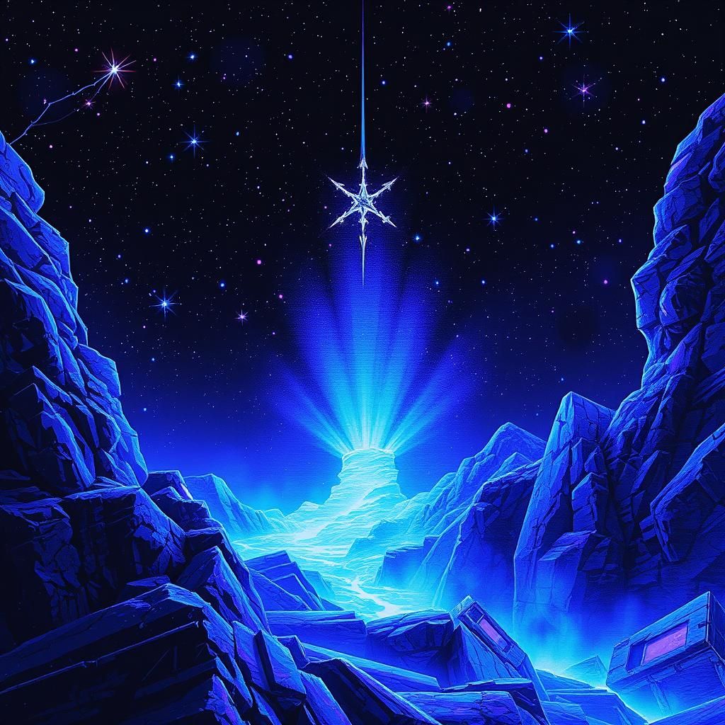 Abstract Glitch Art with Constellation and Dark Elements