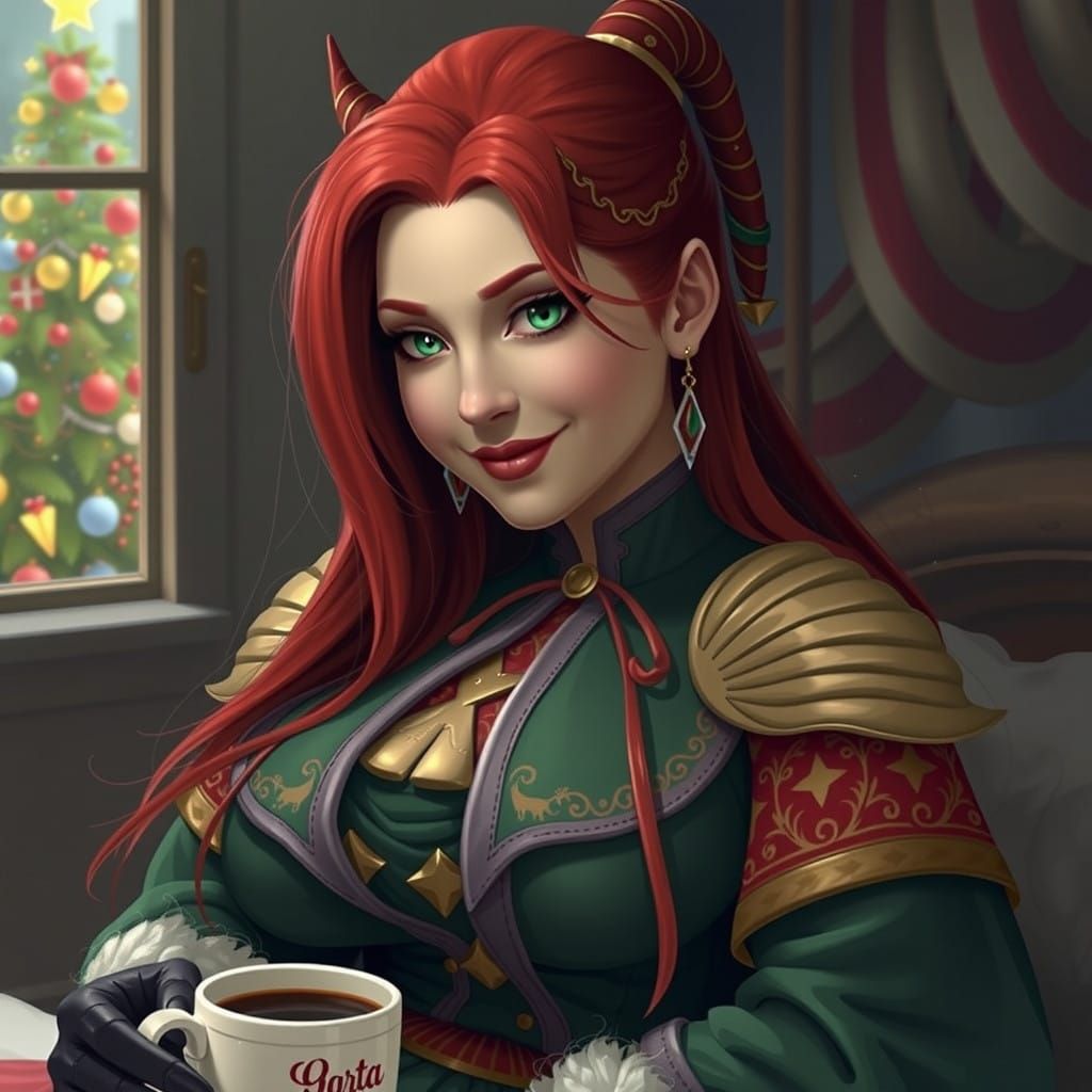 Surreal Christmas Fantasy with Fat Woman in Santa Dress and....