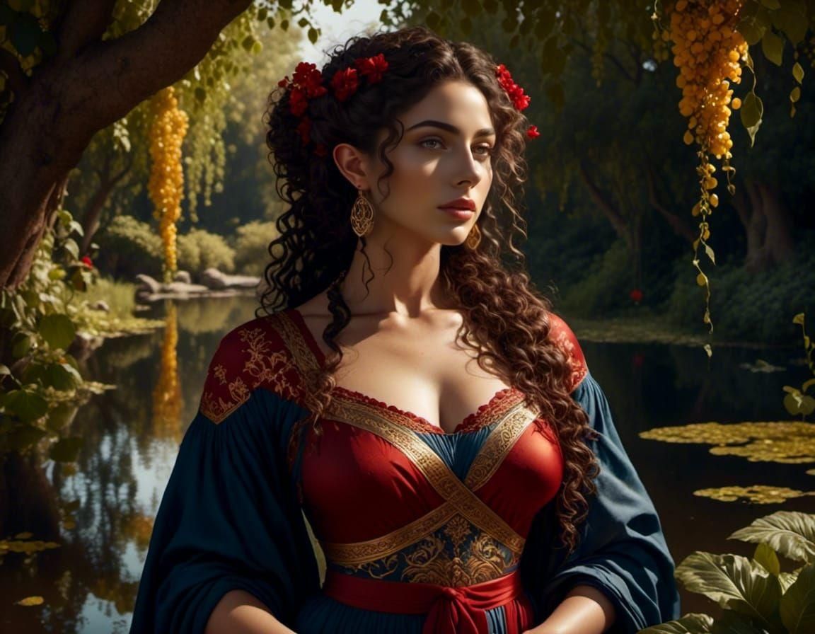 Greek Woman Portrait in Oil Painting Style