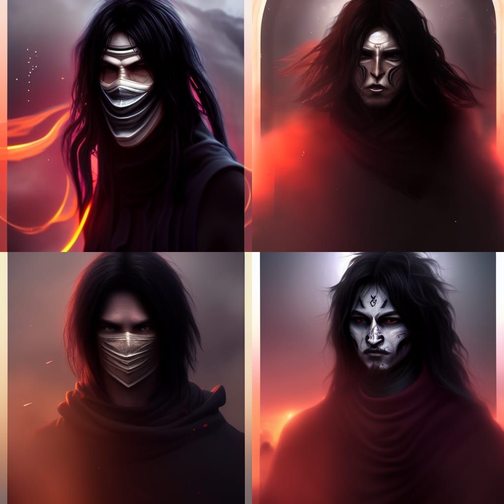 Immortal Monk with Guise Mask in Dark Fantasy Style