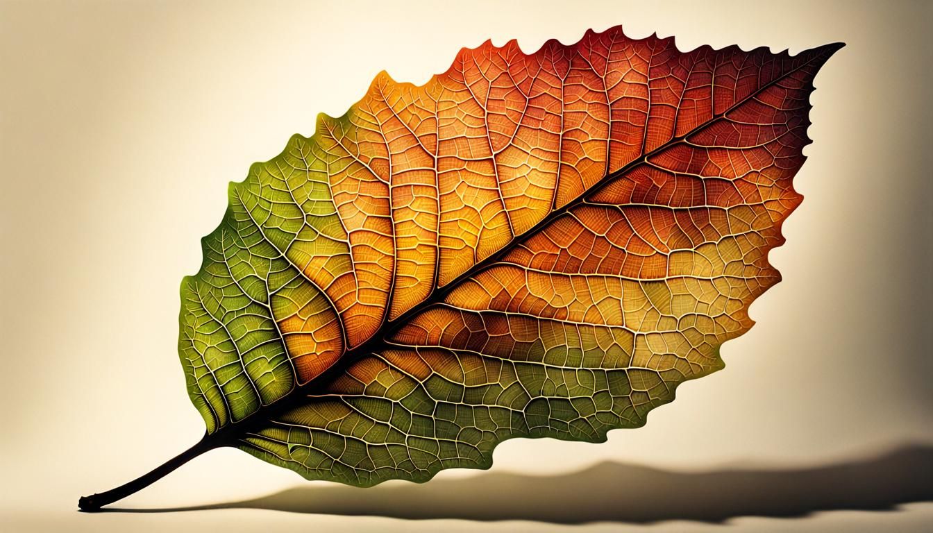Oak Leaf Botanical Diagram in Double Exposure