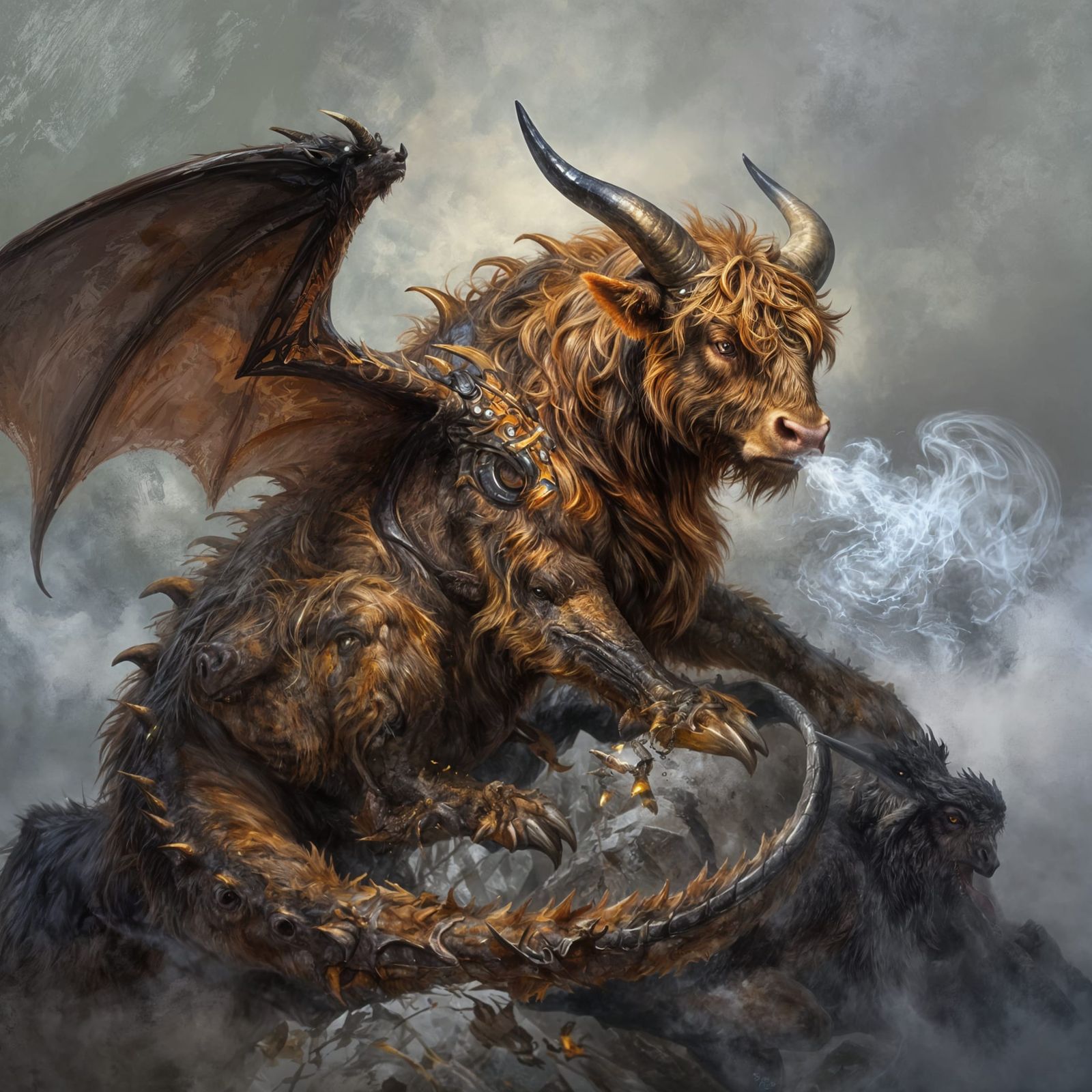 Ancient Colossal Dragon Hybrid: Scottish Highland Cow Form