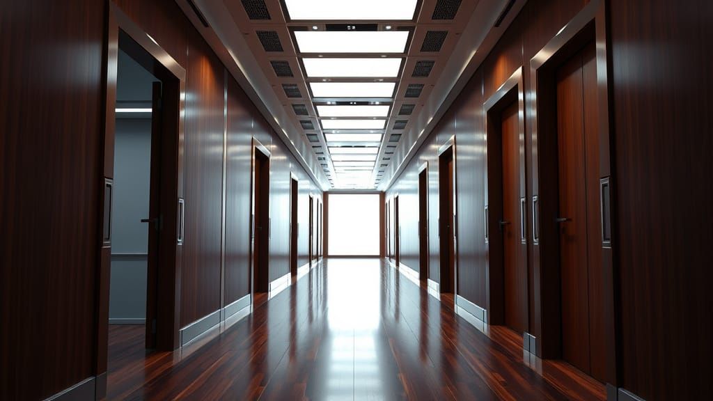 Modern Television Studio Hallway in Photorealistic Style