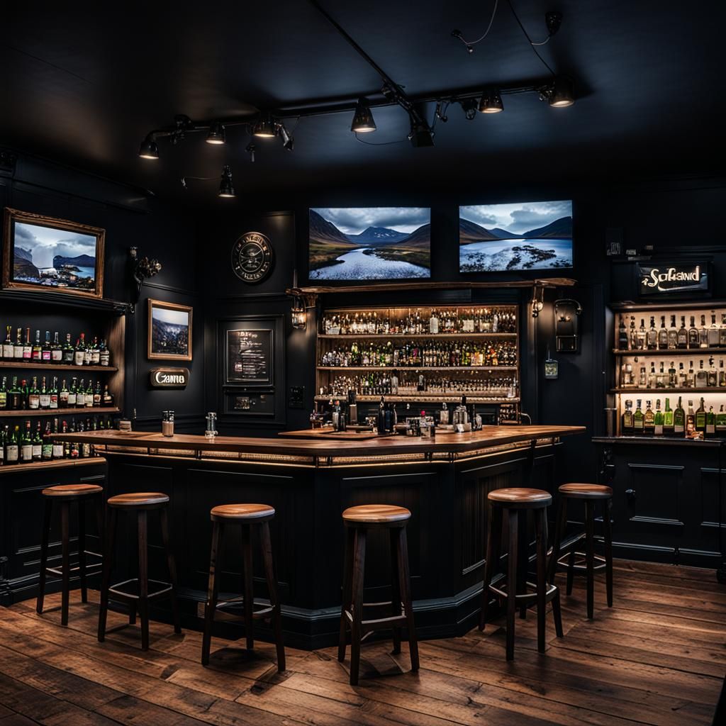 Atmospheric Bar Interior in a Detailed Matte Painting