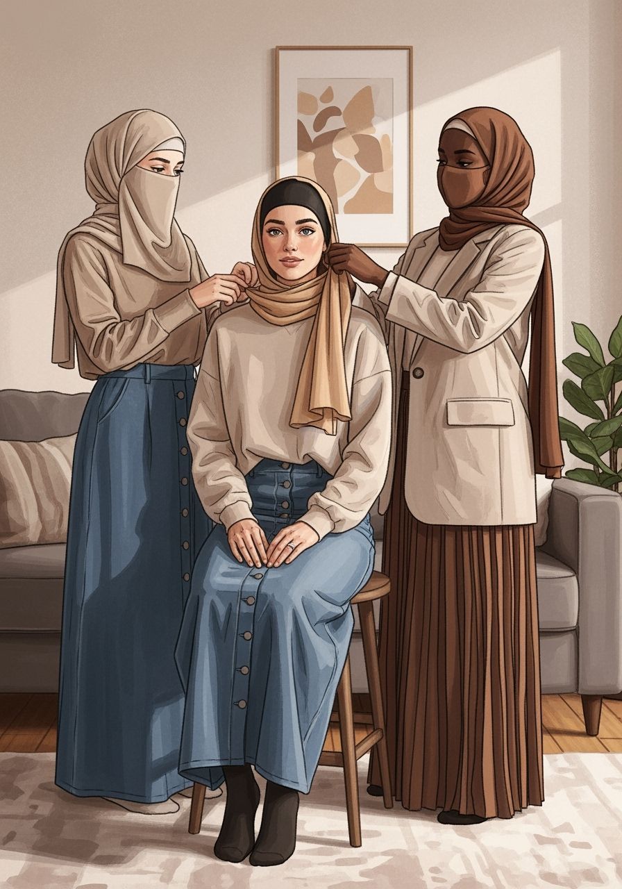 Crowning Ceremony: Hijab Fashion Illustration