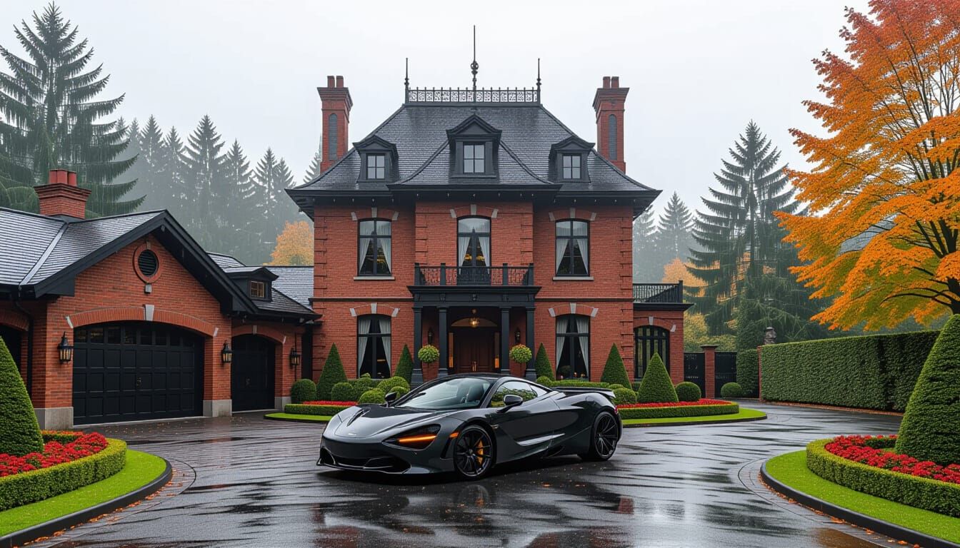 Victorian Chateau with McLaren in Misty Autumn
