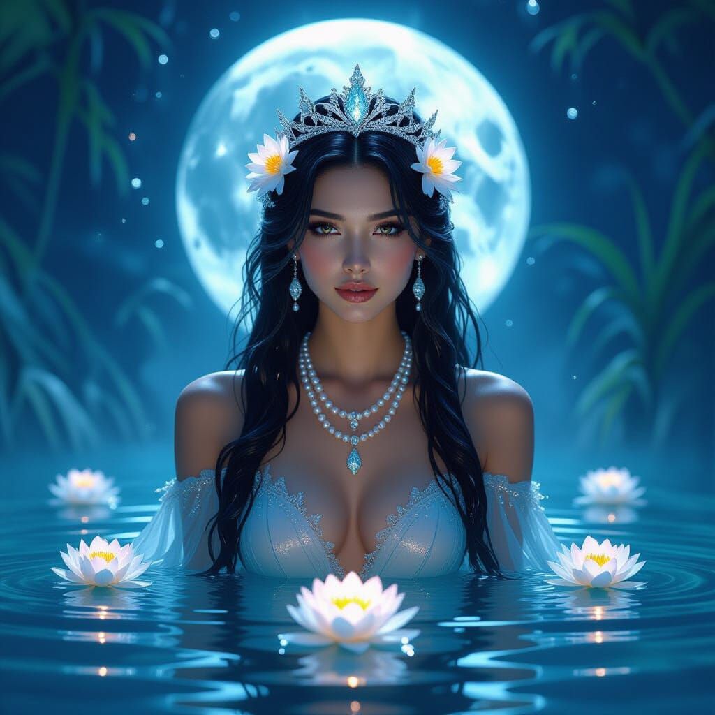 Water Goddess Emerging from Fountain, Digital Art