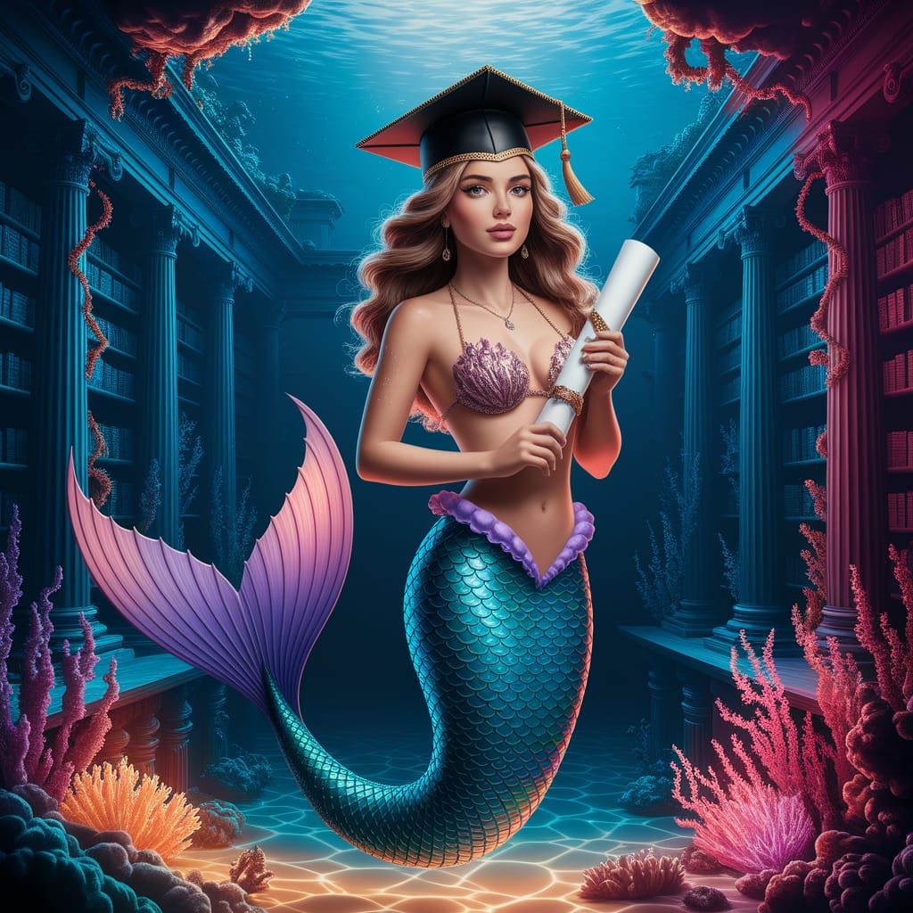 Mermaid's Underwater Graduation Ceremony