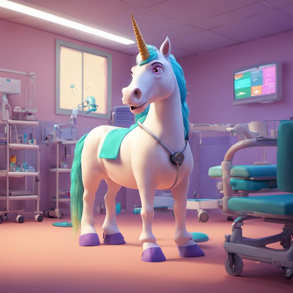 Unicorn Doctor in Hospital: 3D Digital Art