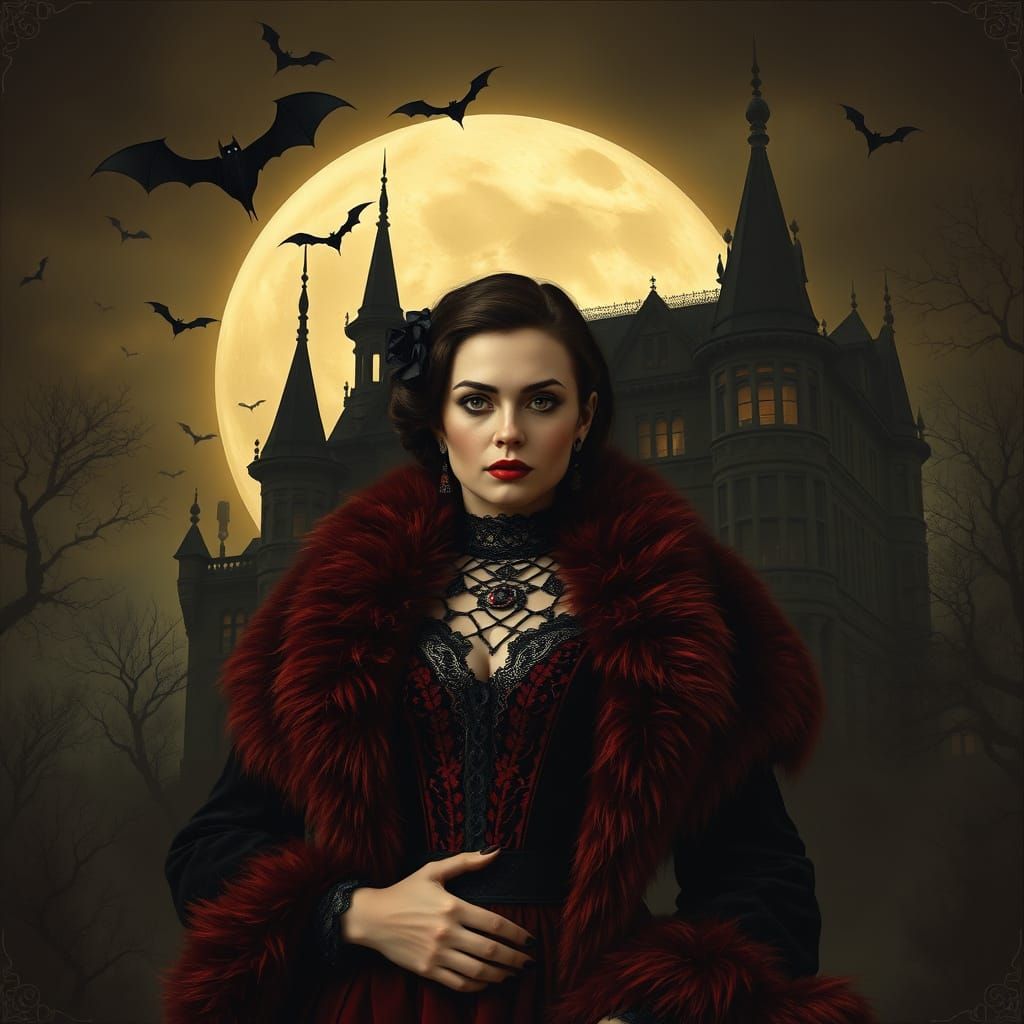 Goth Woman Embracing Dark Elegance in a Haunted Mansion